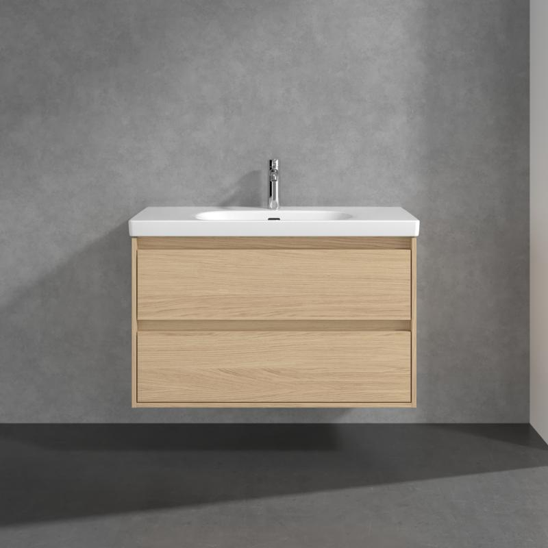 Mobilier suspendat lavoar Villeroy & Boch Skyla 100 cm, 2 sertare Soft Close, Nordic Oak